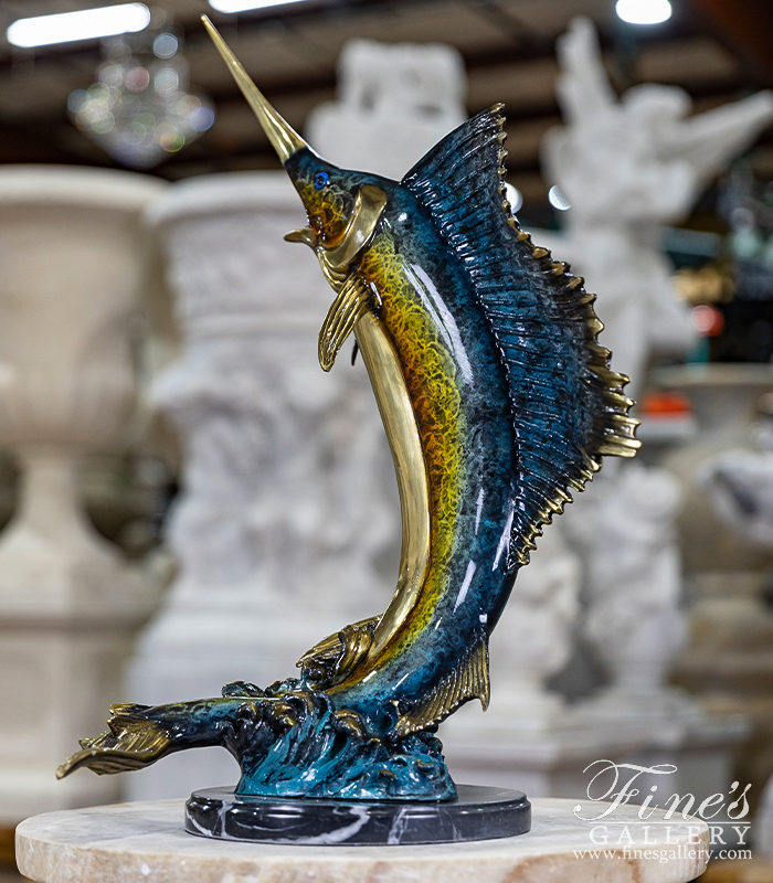 Bronze Statues  - 26 Inch Bronze Sailfish Statue - BS-1652